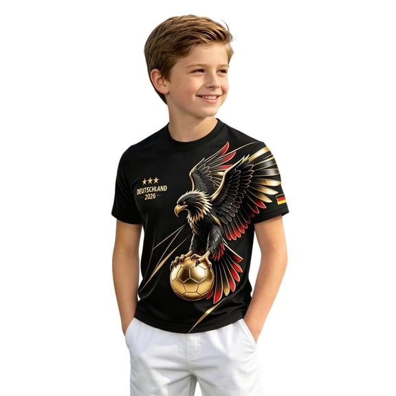 Soccer 2026 Event T-Shirt for Little Boy Lover Tee for Kids – Lightweight German Football Enthusiast Shirt for Young Fans Casual T-Shirt Size7-8T