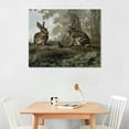 thumbnail image 2 of Nawypu  Framed Canvas Print Wall Art Three Rabbits with Vintage Wall Art Decor Animal Landscape  Colorful Multicolor for Living Room, Bedroom, Office Wall Decor, 2 of 6