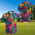 thumbnail image 5 of Pzuqiu Colorful Palm Leaf Couple Matching Outfit Golf Shirts for Men Short Sleeve Dry Fit Print Tops and Womens Zipper Shirt Golf Shirts for Women Collared Sleeveless Sports Shirts, 5 of 8