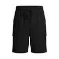 thumbnail image 4 of Mens Cotton Linen Shorts Casual Elastic Waist Drawstring Lightweight Summer Beach Cargo Shorts Black XL, 4 of 4