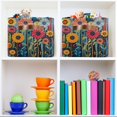 thumbnail image 6 of Yayeee 2 Pack Canvas Storage Basket with Handles for Shelves Fabric Bins Closet Organizer, Orange Colorful Flowers, 6 of 8