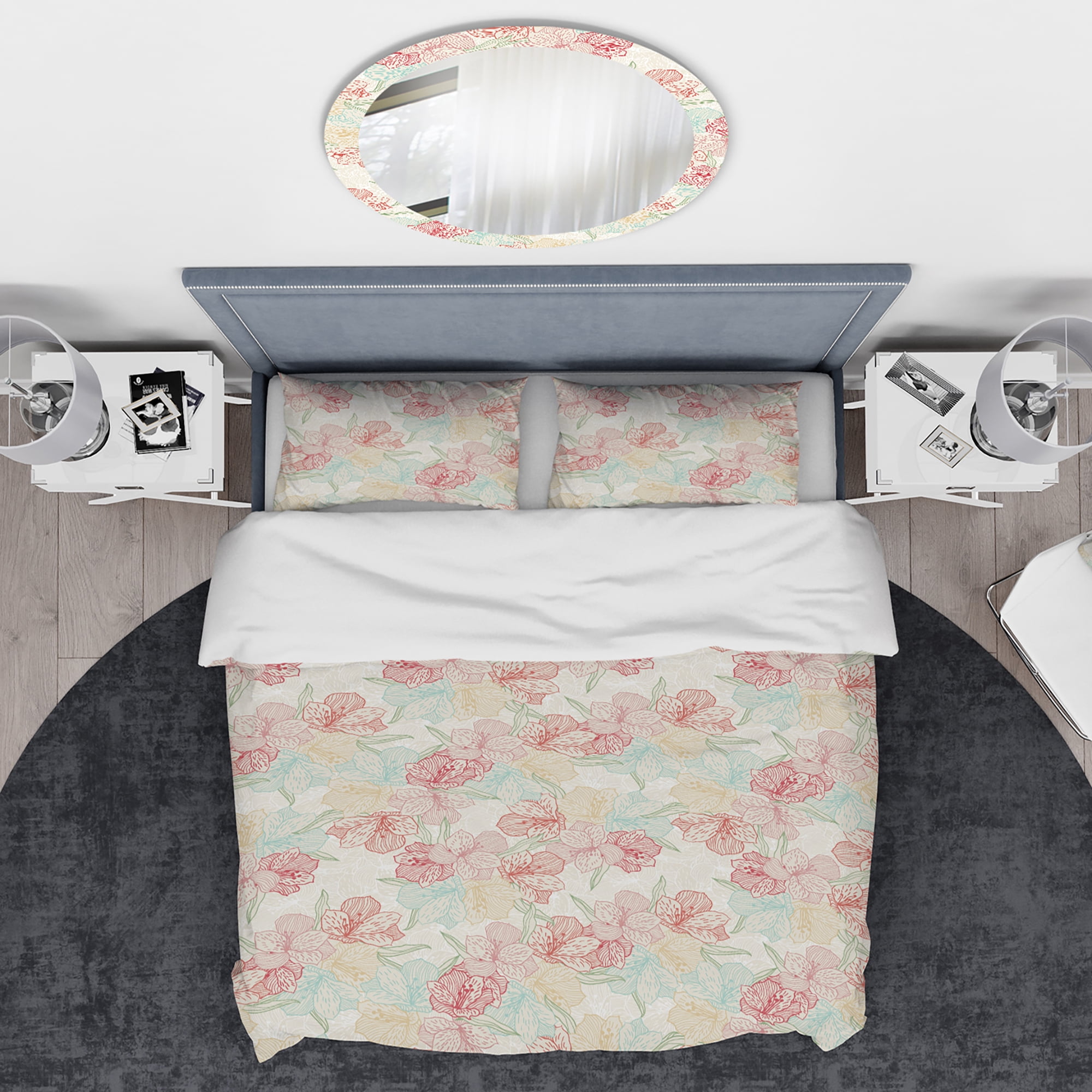 Designart 'Abstract Flower Pattern with Orchid' Modern & Contemporary Duvet Cover Set