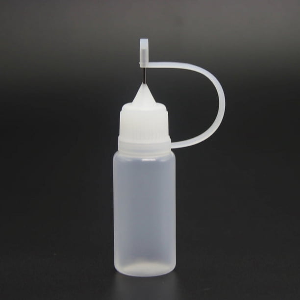 Botella vacía de subbotella de maquillaje, botella con aguja, botella con orificio de color, botella de PE translúcida de 10 ml, tubo de aguja, botella blanda