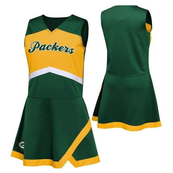 Girls Preschool Green Green Bay Packers Two-Piece Cheer Captain Jumper Dress with Bloomers Set