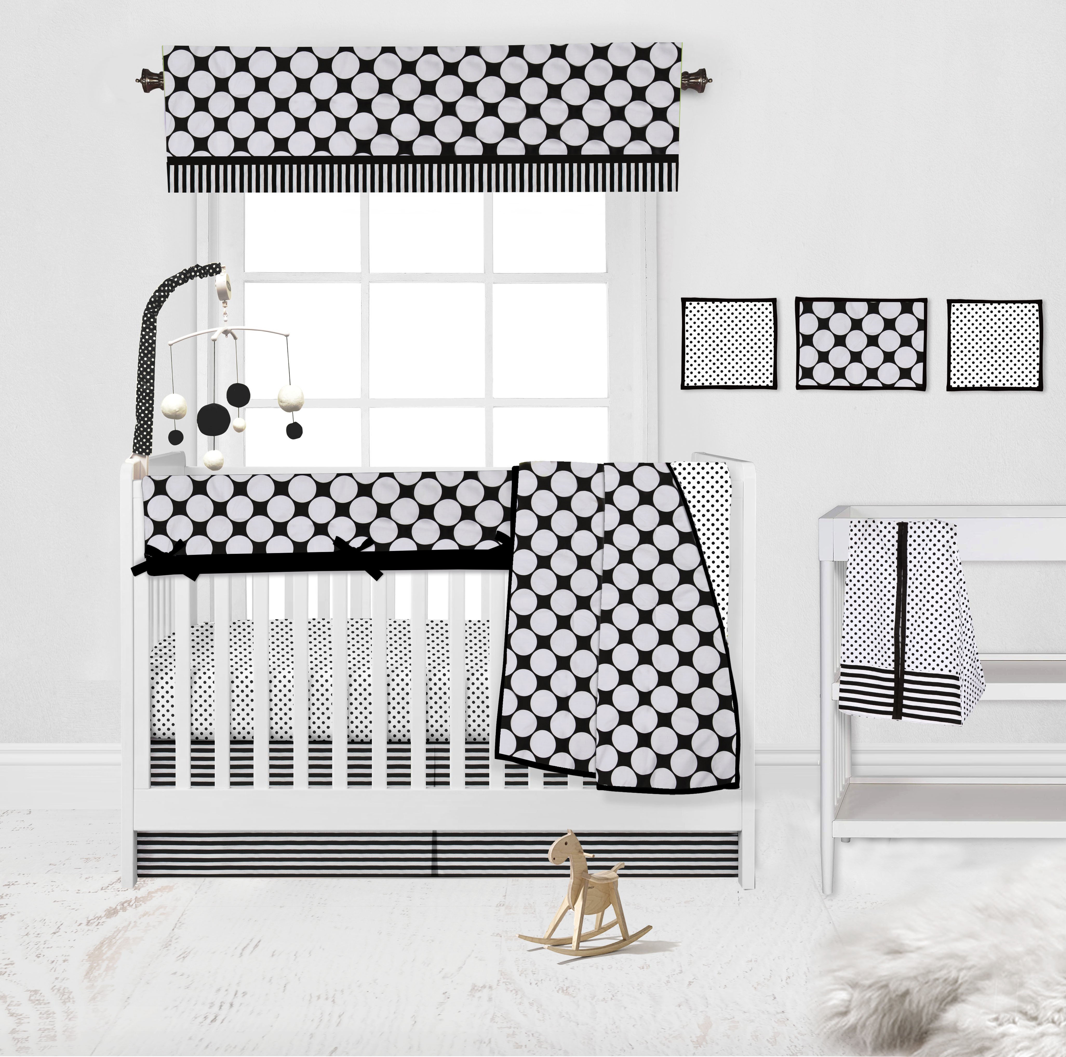 Bacati - Dots/Stripes Black Musical Baby Crib Mobile