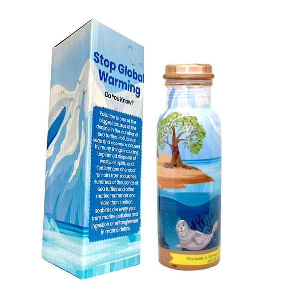 EcoBottles - 100% Pure Copper Water Bottles | Easy-To-Use and Carry, Fancy Prints | Non-Insulated Bottles with Health Benefits and Emphasizing on Social Causes (Skyblue)