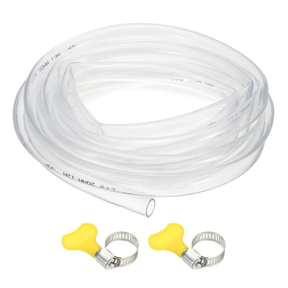 1pcs Plastic Tubing, 20mm x 24mm x 5M Vinyl Tubing Clear Tube with Hose Clamps, Soft Hose Line Pipe for Multipurpose Industrial Vinyl Aquarium