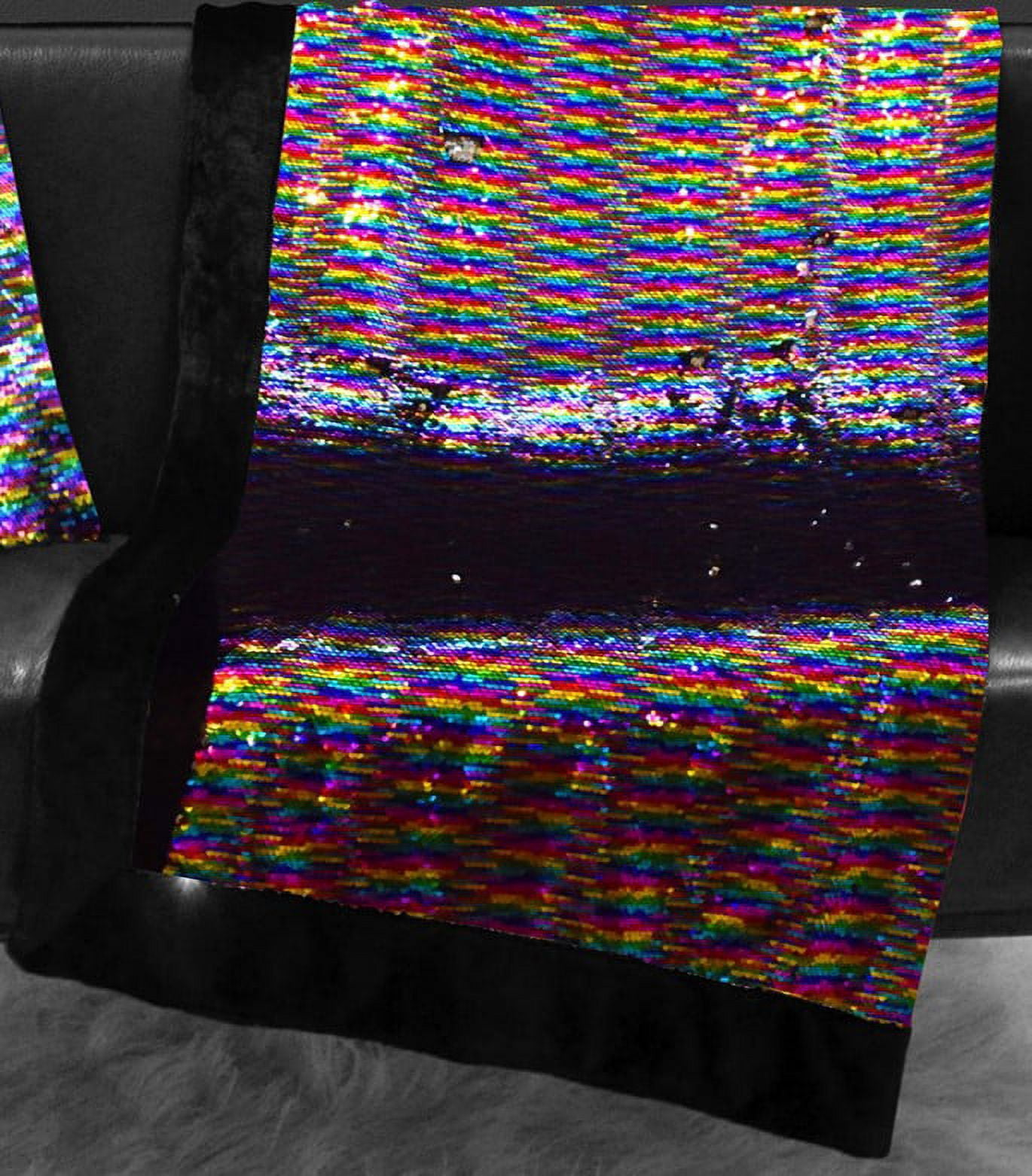 Reversible Sequin Sparkle Rainbow Throw Blanket, 50" x 60"