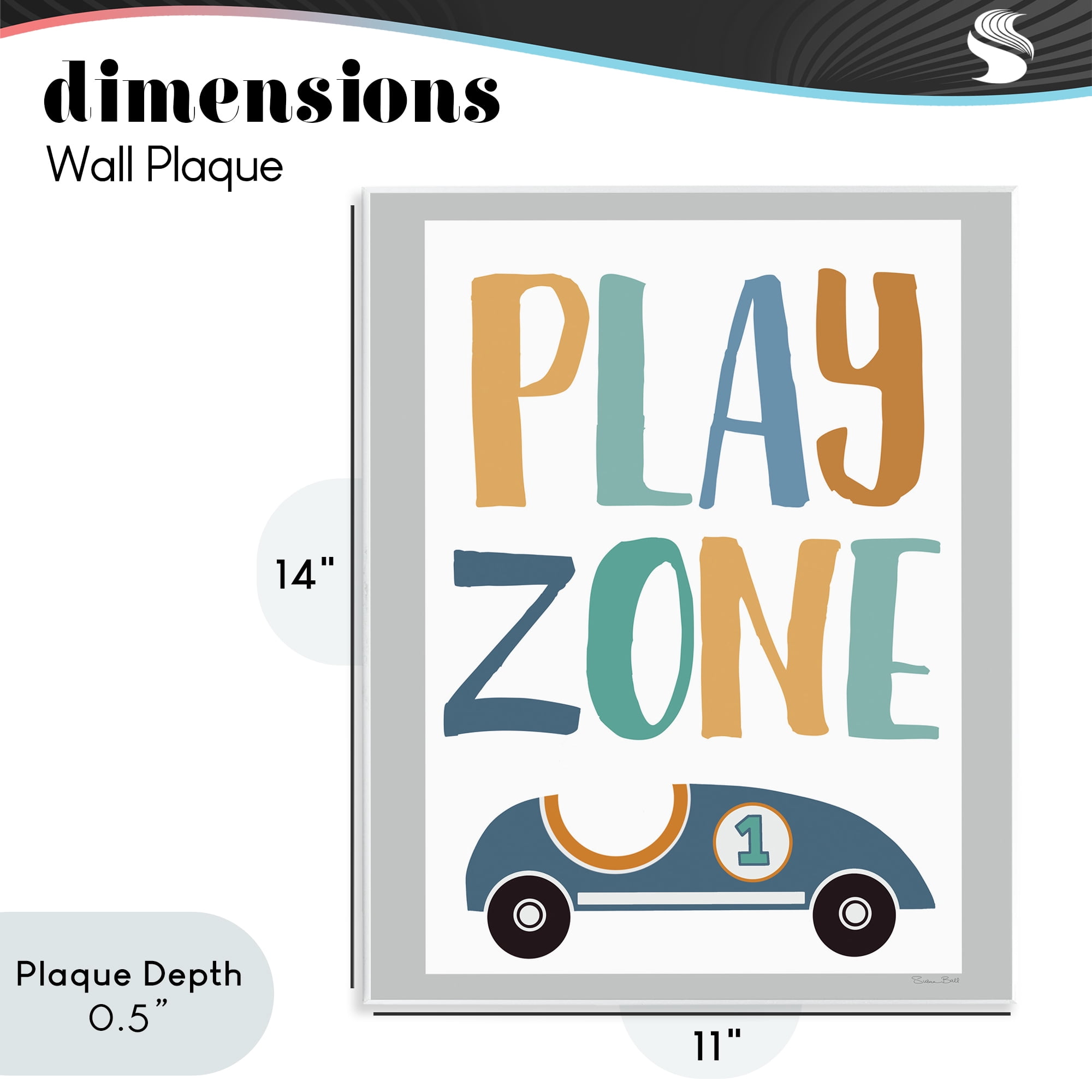 Stupell Industries Play Zone Racecar Wall Plaque Art, design by Susan Ball