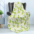 thumbnail image 4 of Fruits Soft Flannel Fleece Throw Blanket, Cartoon Style Green Stalks Core and Anatomy of an Apple, Cozy Plush for Indoor and Outdoor Use, 50" x 60", Brown Yellow Green Cream, by Ambesonne, 4 of 5