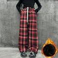 thumbnail image 2 of XIMIN Teen Girls Oversized Wide Leg Fleece-Lined Sweat Pants Plaid Baggy Sweatpants Goth Grunge Clothes Kids Streetwear Elastic Waist Straight Joggers Pants, 2 of 4