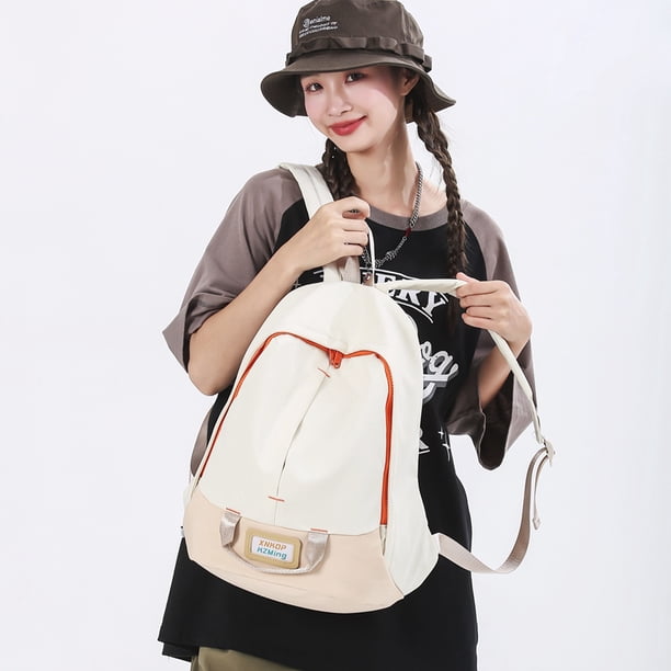 Mochila casual Mochila de viaje universitario Mochila escolar Doble cremallera Blanco FLhrweasw Nuevo