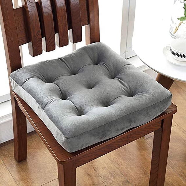 Granjero Gordo Cojín cuadrado de felpa súper suave y lavable para silla, para cocina y comedor (gris oscuro, 40,6 x 40,6 cm)
