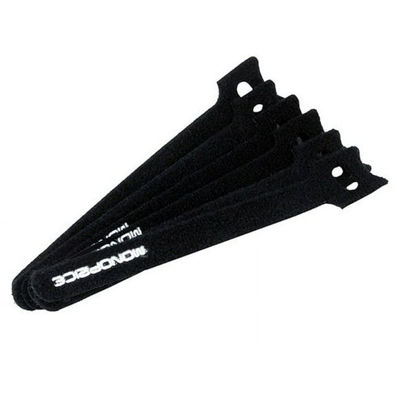 Monoprice Hook and Loop Fastening Cable Ties, 6in, 100 pcs/pack, Black