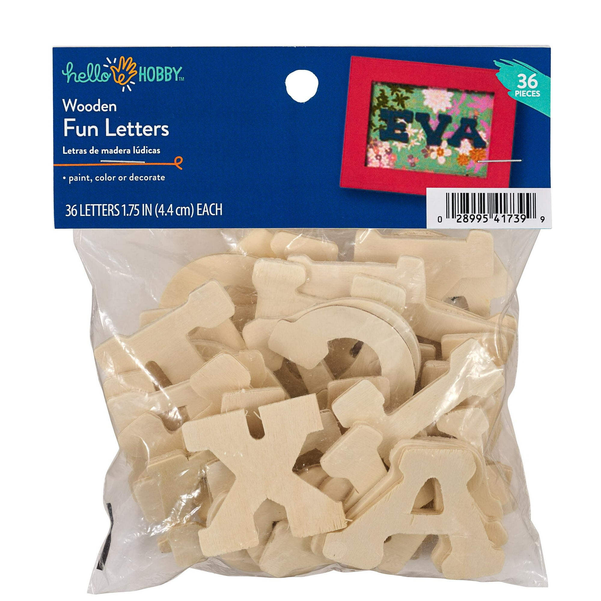Hello Hobby Fun Font Wood Letters, 36 Piece, 1¾"
