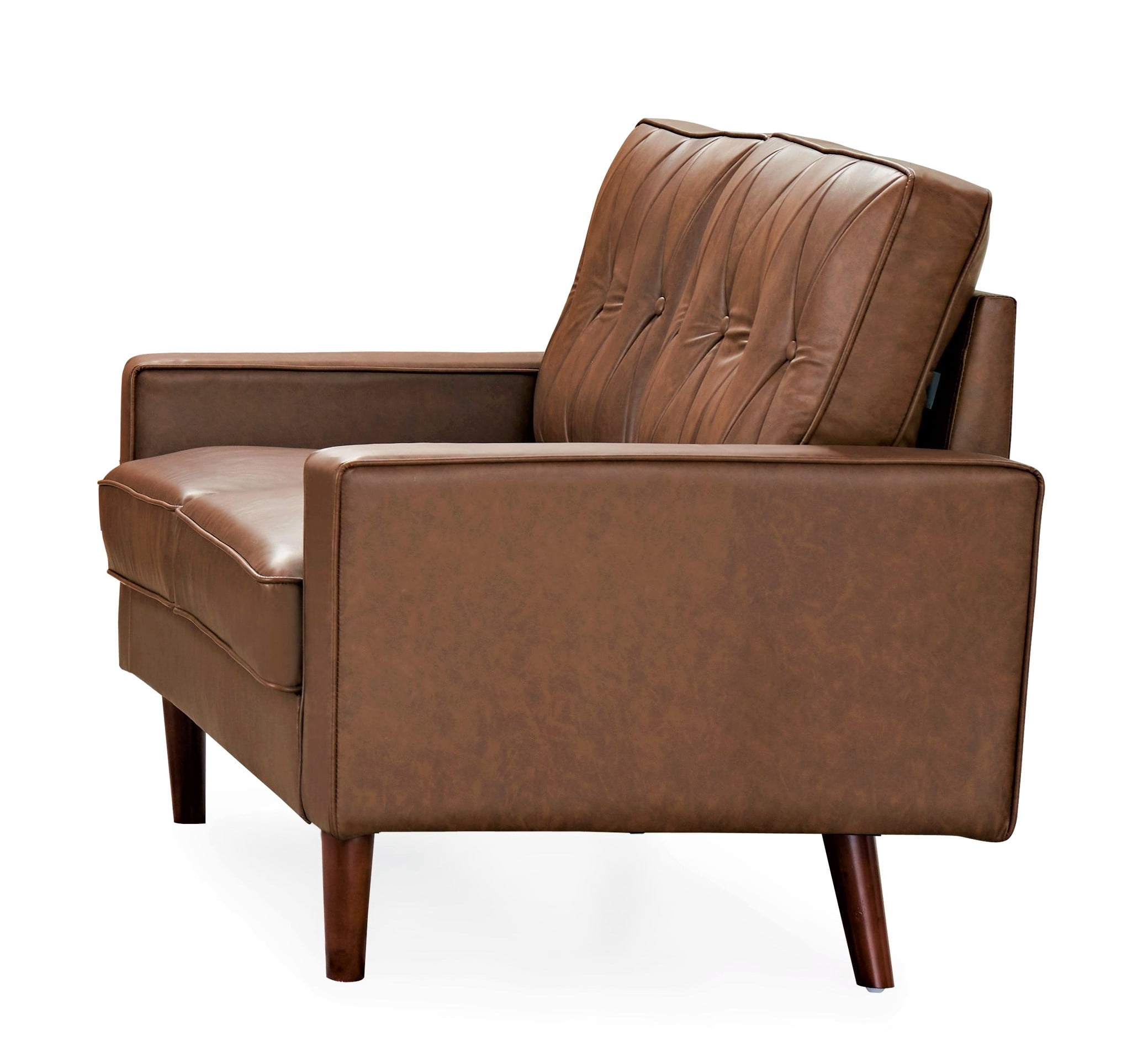 Uspridefurniture Acire 57.5" Faux Leather Cushion Back Loveseat, Brown