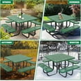 thumbnail image 7 of Gaonala 46" Square Outdoor Picnic Table Set 4 Built-in Benches Umbrella Hole Metal Commercial Grade Seats 8 for Garden Backyard (Green), 7 of 7