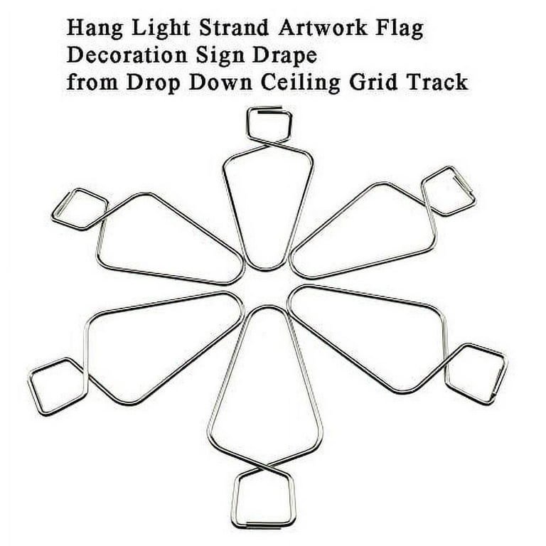 Binzzo Ceiling Hooks Clips Hang Light Strand Artwork Flag Decoration Sign  Drape from Drop Down Ceiling Grid Track for Classroom Wedding Tighter Easy  Install Removal No Damage 10 LB 2.5 Inch Long