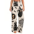 thumbnail image 3 of Halloween Wide Leg Pants for Women, Button Closure Trousers with Gradient Pumpkin & Bat Print, High Waist Loose Fit Streetwear Bottoms with Pockets, 1 Pc Black L, 3 of 6