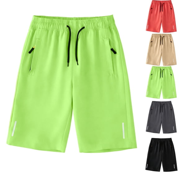LEKWK Kids Athletic Shorts Quick Dry Sports Shorts for Boys Zipper Pockets Breathable Workout Running Gym Wear Active Training Sportswear Bottoms