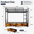 thumbnail image 7 of Miniyam Twin Over Twin Metal Bunk Bed with Storage Drawers, Convertible Bunk Bed with Guardrails, Ladder, Black, 7 of 7