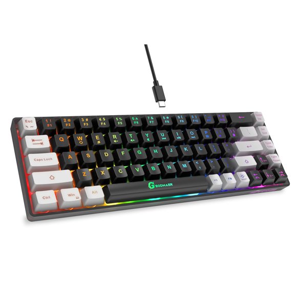 Teclado para juegos GEODMAER 65% retroiluminado LED con cable ultracompacto