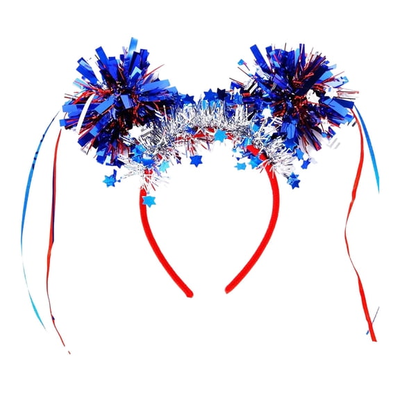 4th of July Headbands Patriotic Head Boppers, Red White Blue Sequin Independence Day Hairband, Memorial Day Hair Patriotic Themed Party Headwear for Women Men Kids