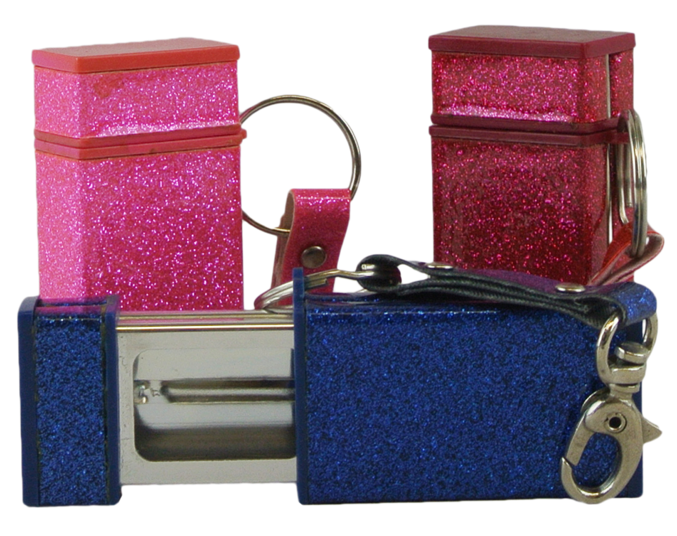 Lot of 3 Personal Glitter Travel Ashtrays Portable Cigarette Butt