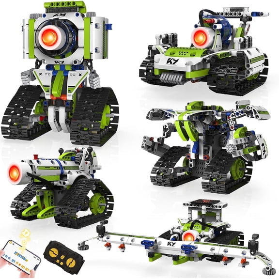 Robot Building Kit with APP/Remote Control STEM Gifts for Boys Age 6-16,Technic Coding Robotic Toys for Kids Birthday, Buildable 5in1 Models with 337  Pieces