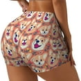 thumbnail image 2 of Xecao Corgi Head with Floal Print Workout Shorts for Women Soft Smooth Gym Yoga Scrunch Active Tennis Workout Running Shorts, 2 of 9