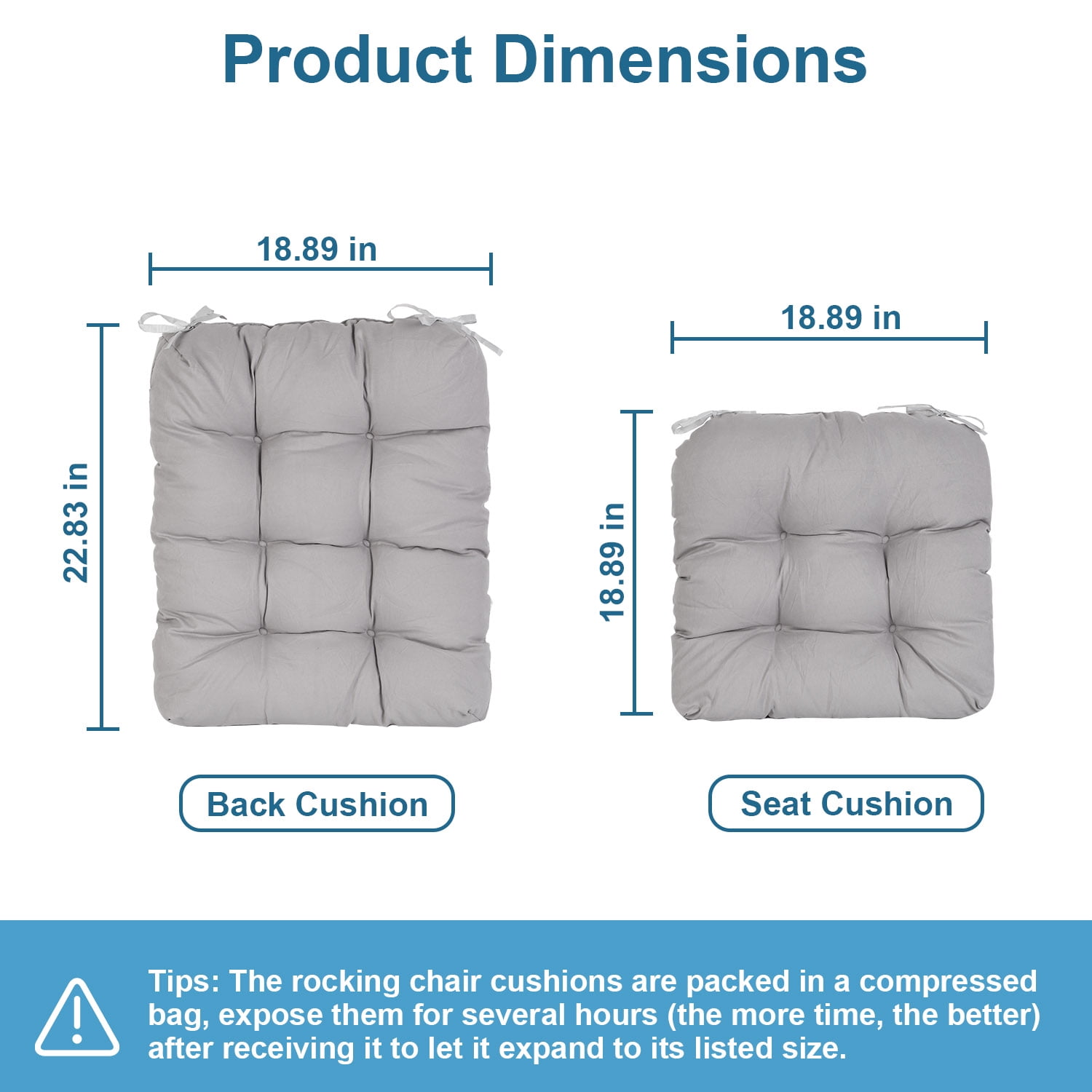 Outdoor Rocking Chair Cushion Upper and Lower Rocking Chair Seat Cushion Set with Non-Slip Ties for Indoor Outdoor Coffee Mimosa Leaves