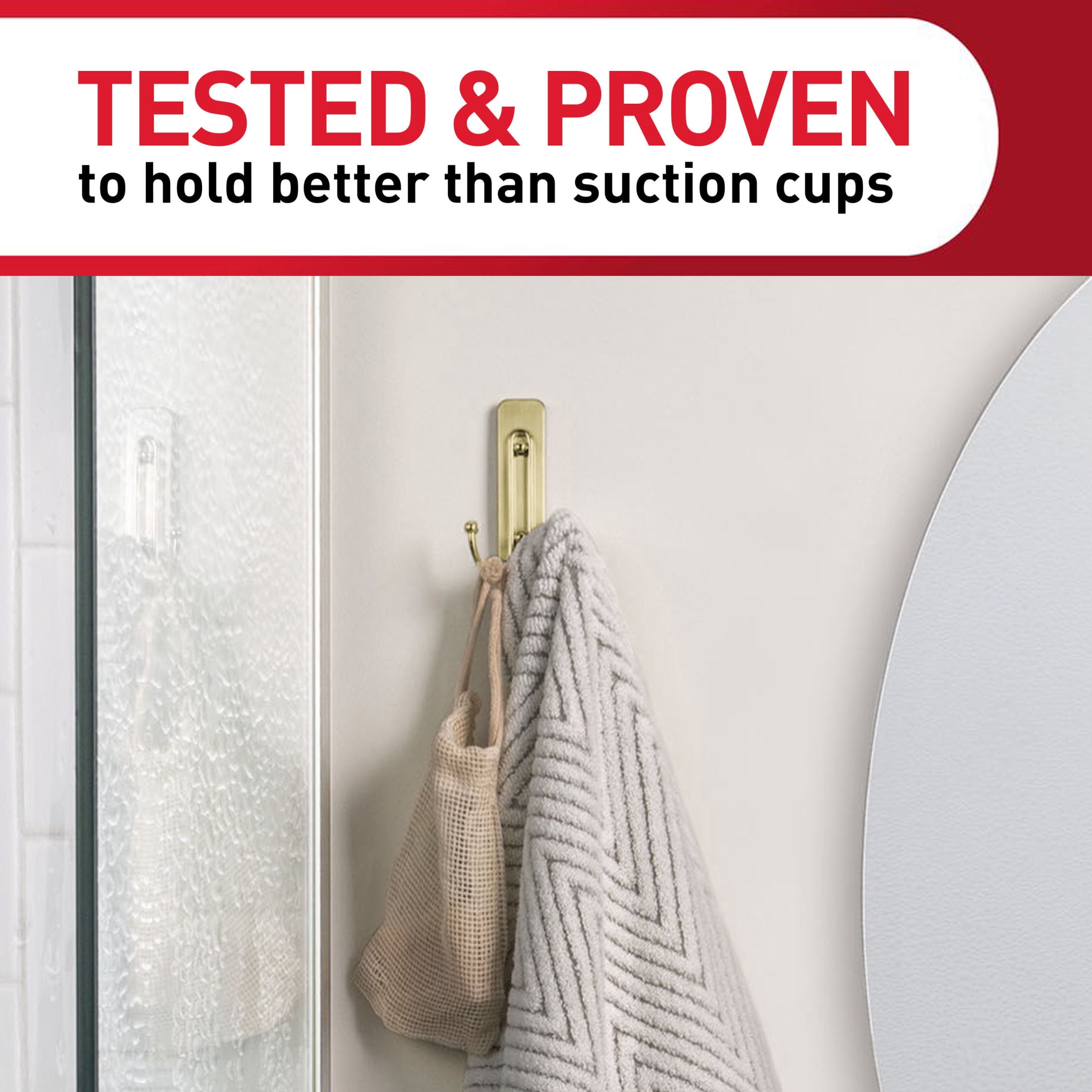 (2 pack) Command Bath Large Brass Finish Double Hook 2 Pack