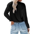 thumbnail image 2 of Women Long Sleeve Solid Color V Neck Cropped T Shirts Crop Tops, 2 of 3