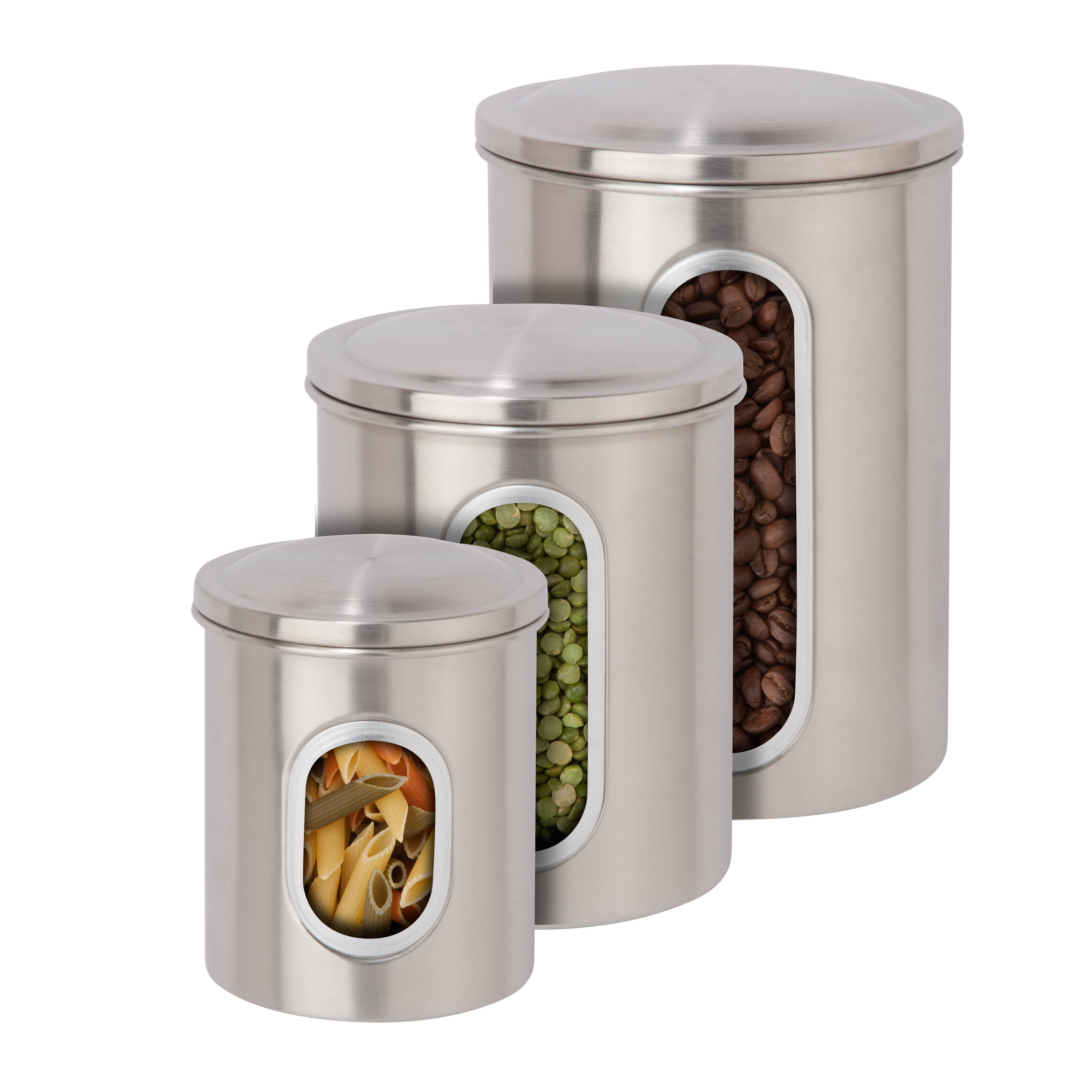 Honey-Can-Do Stainless Steel 3-Piece Nesting Kitchen Canister Set, Silver - image 3 of 5