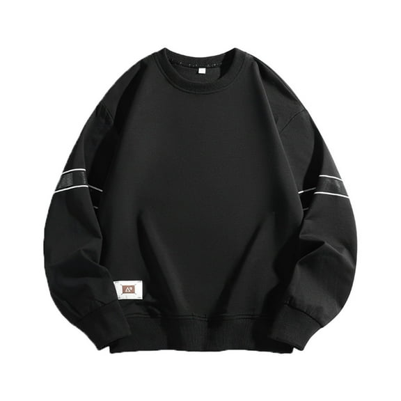 oqasdz Sweatshirts for Men Casual Solid Color Long Sleeve Top Shirt Round Neck Outwear Fashion Hoodless Pullover