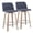 Blue Fabric, Chrome Footrest, variant on LumiSource White Toriano 26" Fixed-Height Counter Stool - Set of 2