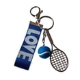 thumbnail image 2 of Llavero con forma de raqueta de tenis, elegante regalo de cumpleaños, adorno decorativo para bolso o monedero., 2 of 9