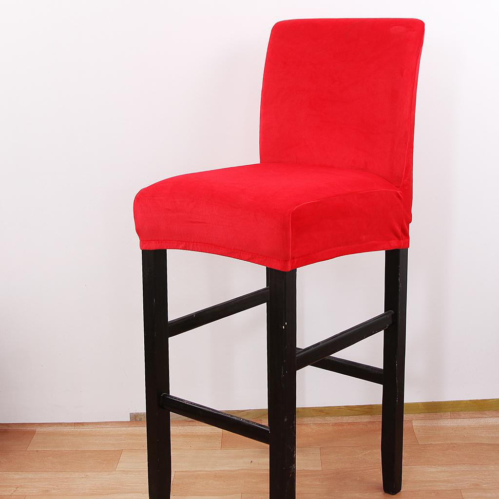 Short Low Back Dining Chair Cover Velvet Counter Stool Seat Slipcovers Party 
