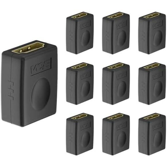TianQi HDMI Coupler 10-Pack, HDMI Female to Female Connector Adapter 3D 4K 1080P HDMI Cable Extender Compatible with Roku TV Stick Chromecast, Switch, Xbox One, PS4 PS3, PC and More Black Black