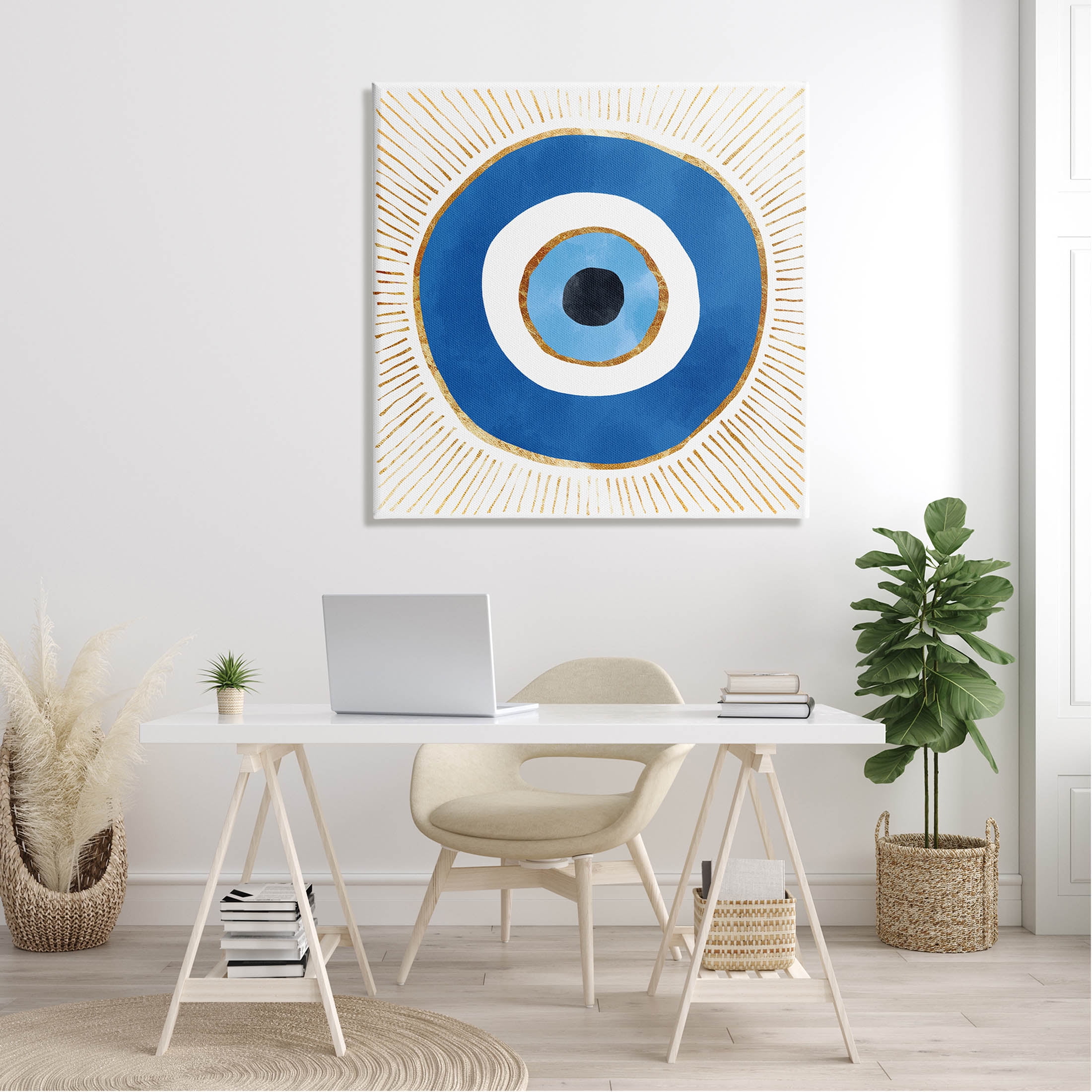 Stupell Industries Evil Eye Symbol Striped Rays Graphic Art Gallery Wrapped Canvas Print Wall Art, Design by Ziwei Li