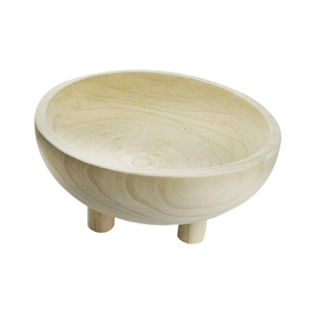 veasfak Footed Bowl Countertop Dessert Display Stand for Home Decor Entryway Kitchen wood