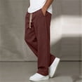 thumbnail image 6 of Alkepwun Sweatpants for Men 100% Cotton Elastic High-Waisted Drawstring Straight Legs Athletic Pants Summer Lightweight Casual Loose Beach Pant with Pockets, 6 of 9