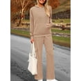 thumbnail image 5 of 2 Piece Sets for Women Fall Sweatsuits Outfits Lounge Matching Hoodie Set Travel Winter Clothes Light Khaki XXL, 5 of 10
