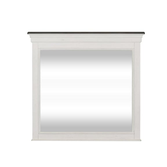 Liberty Furniture Industies, INC Allyson Park Crown Mirror in Wirebrushed White w/ Charcoal Top