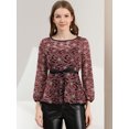 thumbnail image 2 of Blusas Tops Peplum De Encaje Semitransparente De ManLarCon CintuAnudaPaMujer Vino M, 2 of 6