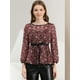 thumbnail image 2 of Blusas Tops Peplum De Encaje Semitransparente De ManLarCon CintuAnudaPaMujer Vino M, 2 of 6
