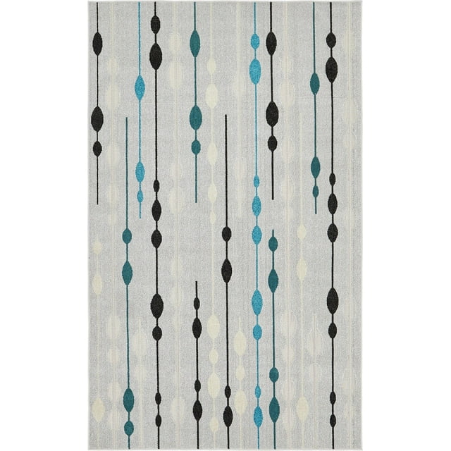 Unique Loom Modern Collection Carved Abstract Transitional Indoor and Outdoor Flatweave Area Rug, 5 x 8 Feet, Gray/Ivory