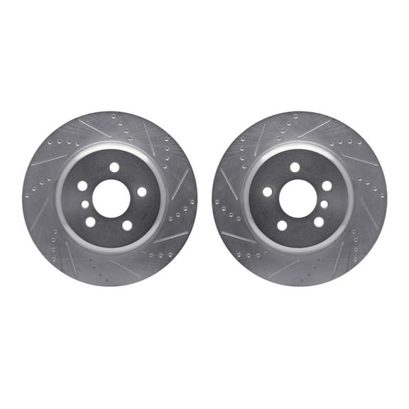 Dynamic Friction Company Rear Brake Rotors-Drilled and Slotted-Silver 7002-31089