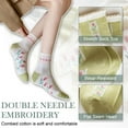 thumbnail image 4 of 4/5 Pack Cute Womens Floral Socks, Cotton Vintage Embroidered Casual Crew Socks, 4 of 7