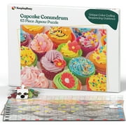 Keeping Busy Dementia Puzzles for Seniors: 63-Piece Cupcake Conundrum Color Coded Puzzle with Sorting Bags, Alzheimer's Activities Cognitive Games with Clear Picture, Discussion Guide Included